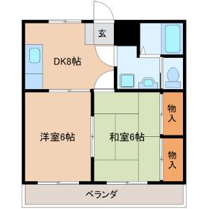アキヨマンション(2DK/2階)の間取り写真