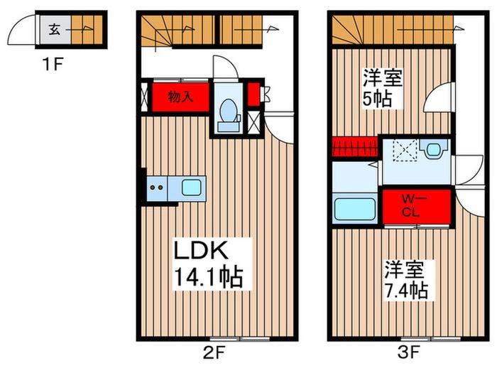 カレンレジデンス(2LDK/1階)の間取り写真
