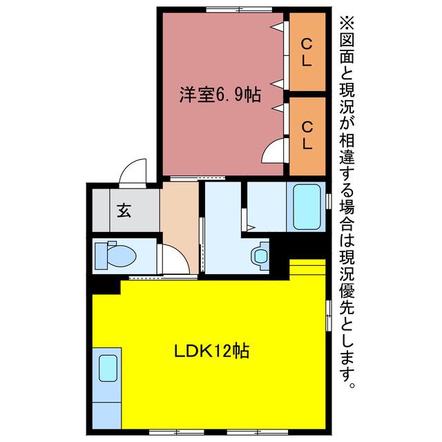 ファミーユ豊が丘(1LDK/1階)の間取り写真