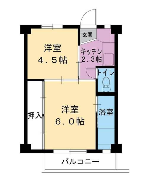 ビレッジハウス新井田3号棟(2K/3階)の間取り写真