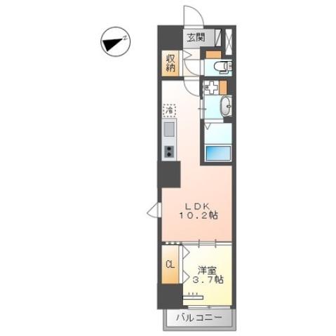 シエスタ河原町(1LDK/6階)の間取り写真