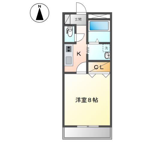 ファロ21(1K/1階)の間取り写真