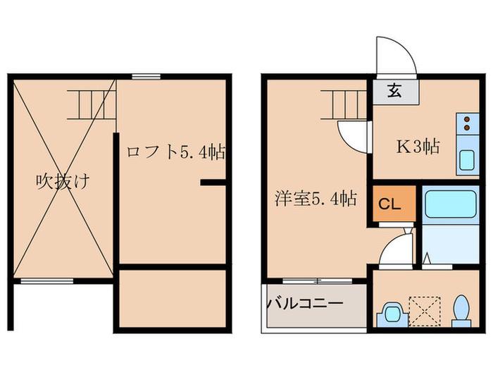 XEVI FLAT (1K/2階)の間取り写真