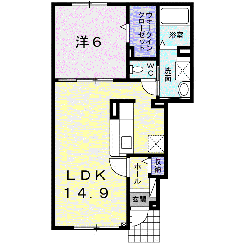 グラストレーズ深堀通(1LDK/1階)の間取り写真