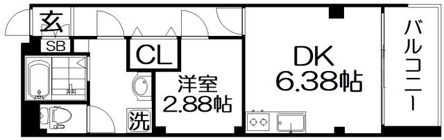 FLAT HOSHIDA(1DK/4階)の間取り写真