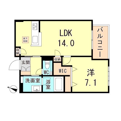 シャーメゾン シエロ(1LDK/1階)の間取り写真