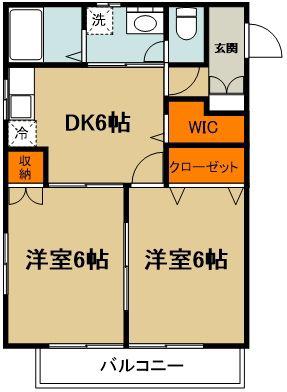 クリスタルセティーム(2DK/5階)の間取り写真