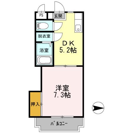 プライマリー花畑駅西(1DK/5階)の間取り写真