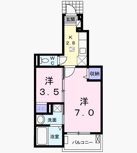 ラブリーゼ(2K/1階)の間取り写真