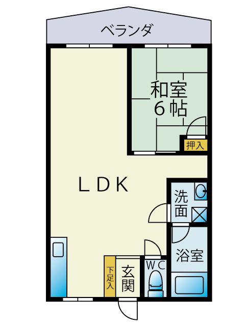 都ビル(1LDK/2階)の間取り写真