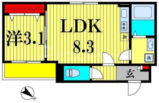 DK新松戸II(1LDK/1階)の間取り写真