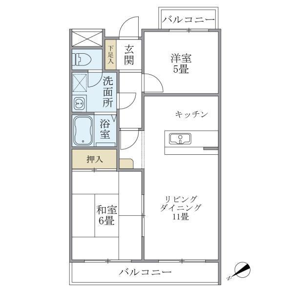 ヒルハイツ妙蓮寺(2LDK/3階)の間取り写真