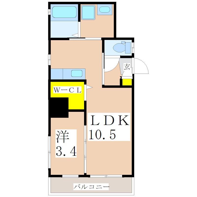 VIOLLA II(1LDK/1階)の間取り写真