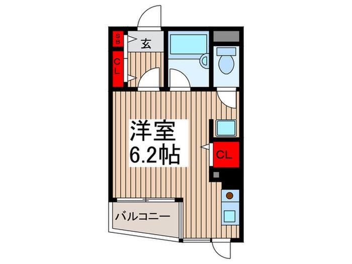 プライム・コート(ワンルーム/6階)の間取り写真