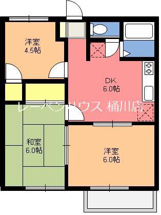 トラッド朝日2(3DK/2階)の間取り写真