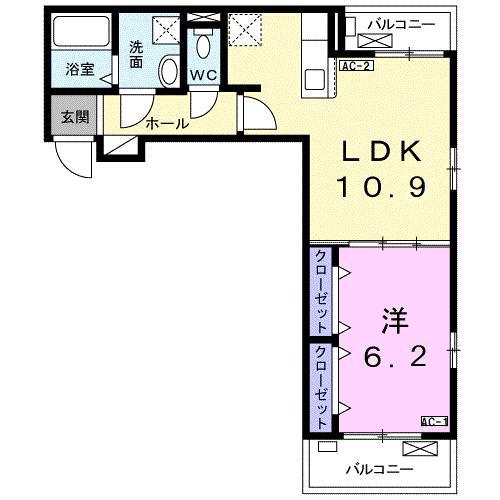 ファーストスプリング(1LDK/2階)の間取り写真