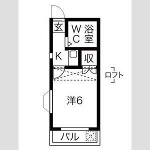 ルーチェ九の城(ワンルーム/2階)の間取り写真
