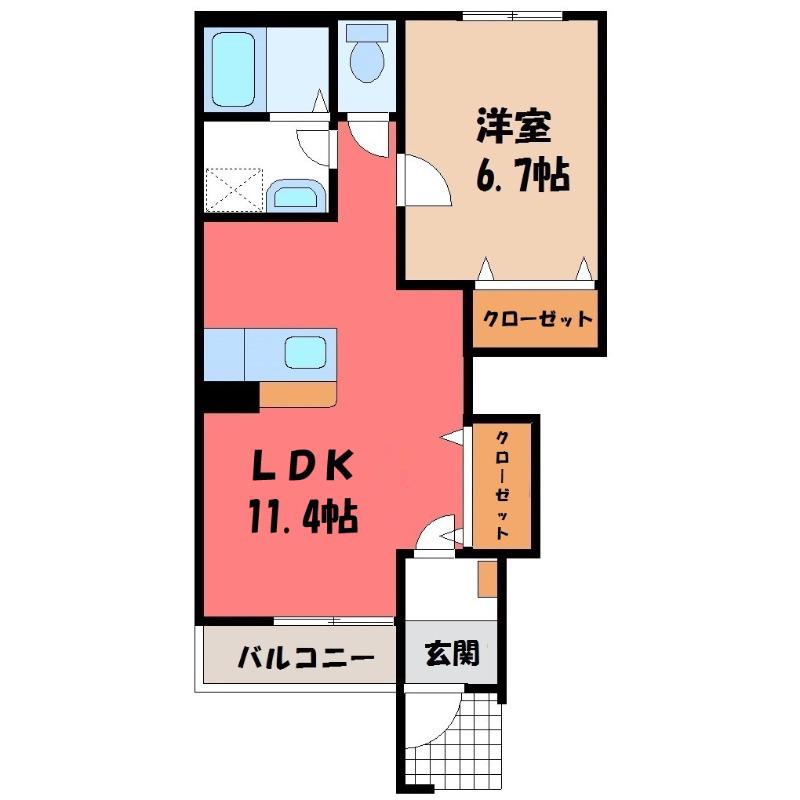 ニューサンフレッチェII(1LDK/1階)の間取り写真