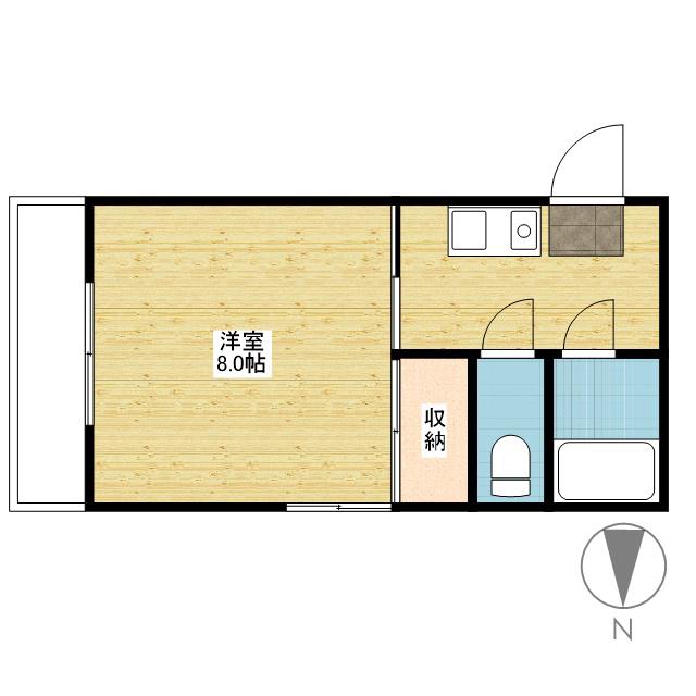 ドゥリーム浜(1K/4階)の間取り写真