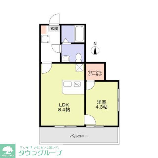 α PARKS HILLS(1LDK/1階)の間取り写真