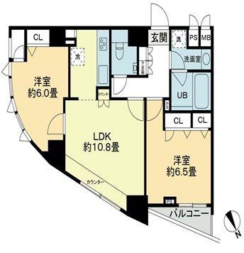 クロスレジデンス蒲田(2LDK/14階)の間取り写真