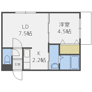カーサ ステラータ(1LDK/4階)の間取り写真