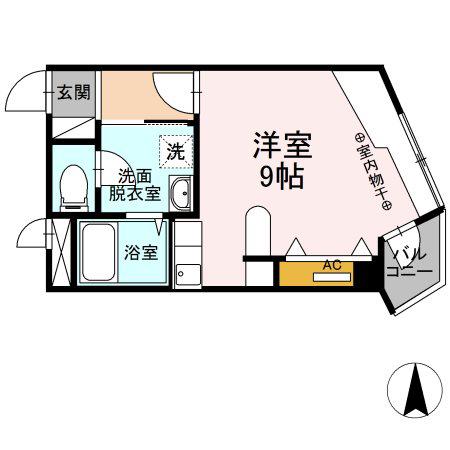 エレクトハイツ(ワンルーム/2階)の間取り写真