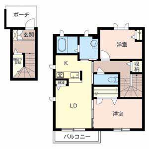 ハイムエンジェルホワイト(2LDK/2階)の間取り写真