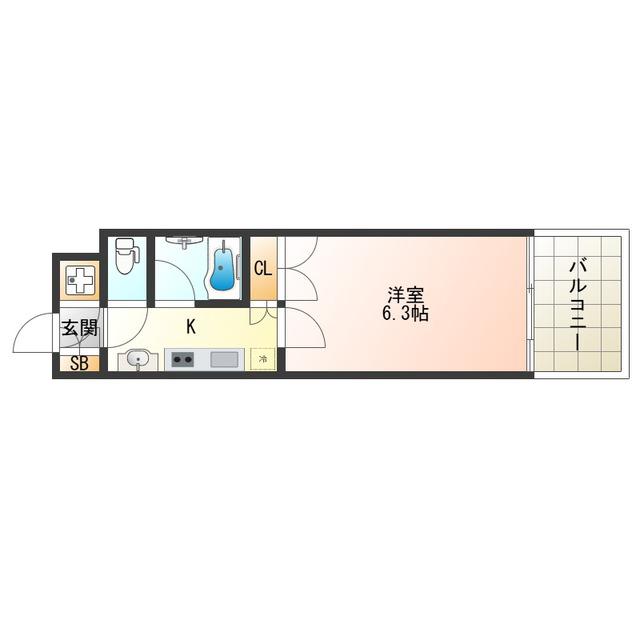 FELIS北堀江(1K/9階)の間取り写真