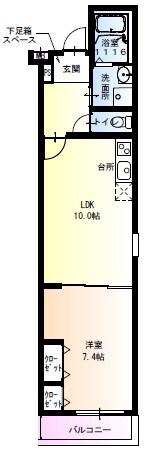フジパレス須磨鷹取I番館(1LDK/3階)の間取り写真