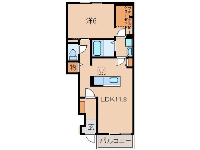 JR紀勢本線 黒江駅 徒歩23分 2階建 築9年(1LDK/1階)の間取り写真