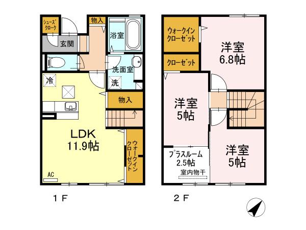 松浦鉄道西九州線 北佐世保駅 徒歩8分 2階建 築10年(3LDK/1階)の間取り写真