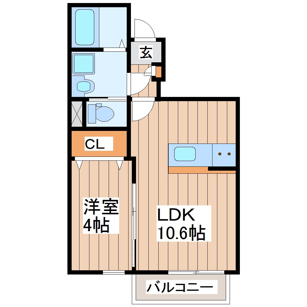 イーストタウンKT(1LDK/1階)の間取り写真