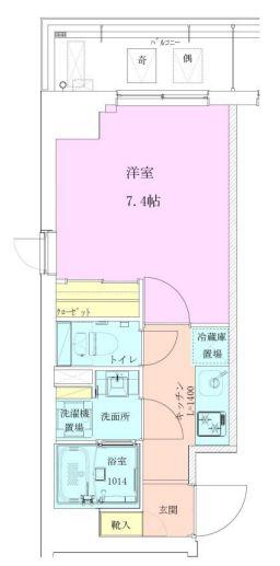 恵比寿レジデンス壱番館(1K/8階)の間取り写真