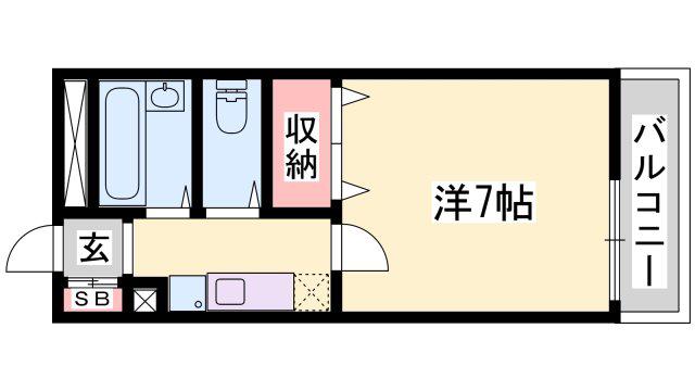 エコハイツ東加古川(1K/1階)の間取り写真