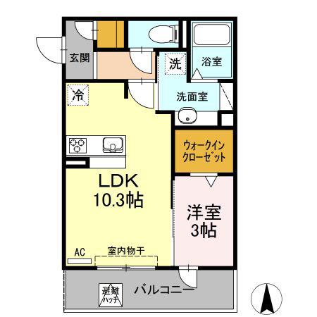 ルミエール(1LDK/3階)の間取り写真