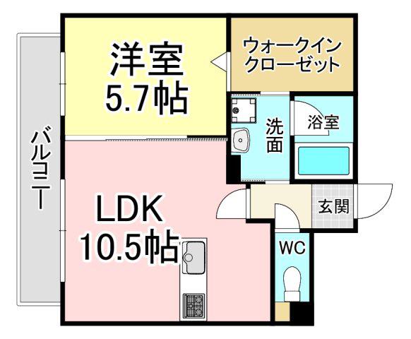 サンシャインタワー陣原(1LDK/3階)の間取り写真