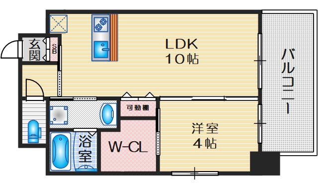 サムティ江坂JUREVE(1LDK/3階)の間取り写真