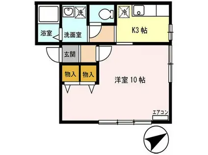 ベルフォート宮田(1K/2階)の間取り写真