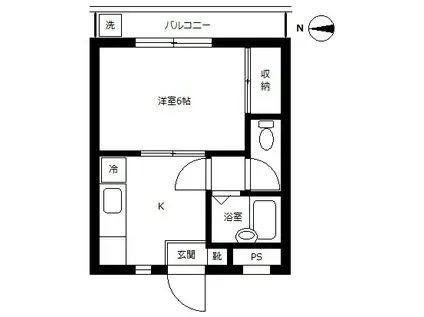 アパートメント910パートII(1K/2階)の間取り写真