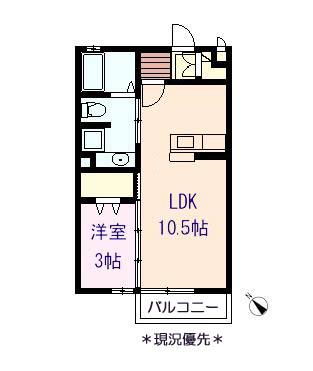 RCENTEひがの(1LDK/2階)の間取り写真