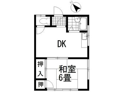 埼玉県桶川市末広の建物(1DK/2階)の間取り写真