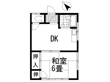 石橋荘(1DK/2階)の間取り写真