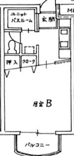 メルコ南II(1K/1階)の間取り写真