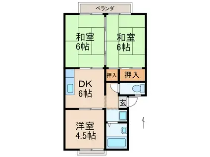 ハイツタカラ(3DK/2階)の間取り写真