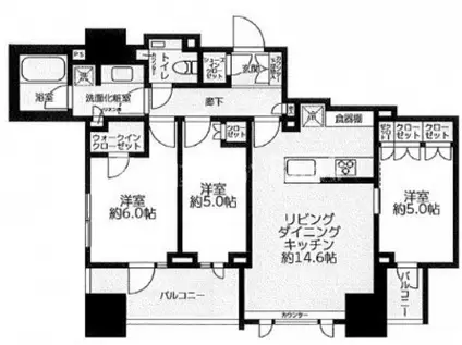 クラッシィハウス大手町(3LDK/16階)の間取り写真