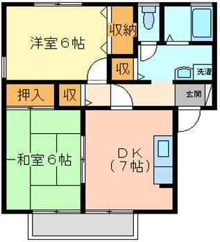 グランシャリオS(2DK/1階)の間取り写真