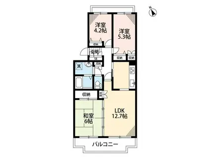 パークヒル飯山満III(3LDK/2階)の間取り写真