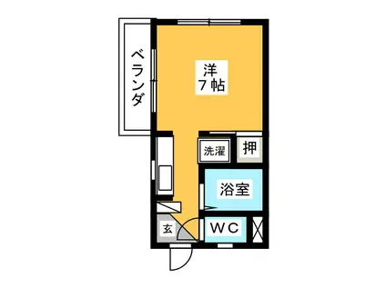 ヴィラ清水 北棟(ワンルーム/1階)の間取り写真