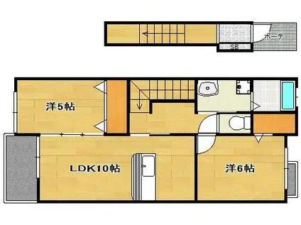 笠麓館北(2LDK/2階)の間取り写真